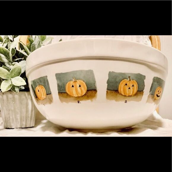Rae Dunn Halloween Bowl Pumpkin Face Ceramic Mixing Bowl - Picture 10 of 11